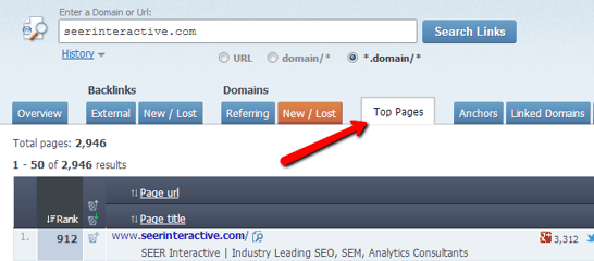 Ahrefs Select Top Pages