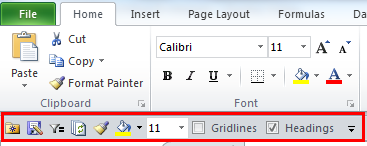 qat Quick Access Toolbar in Excel