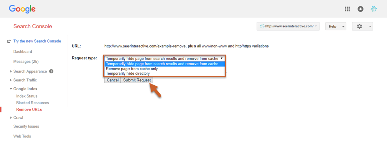 Request Type for Removing URL